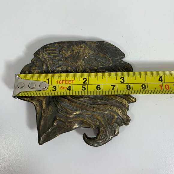 VTG Native American Headdress Design Antiqued Brass Finish Belt Buckle Western - Picture 3 of 6